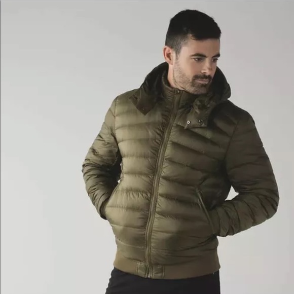 Lululemon Men’s Get Up Get Down Goose Down Hoodie Full Zip Jacket Moss Green Med - Picture 5 of 12